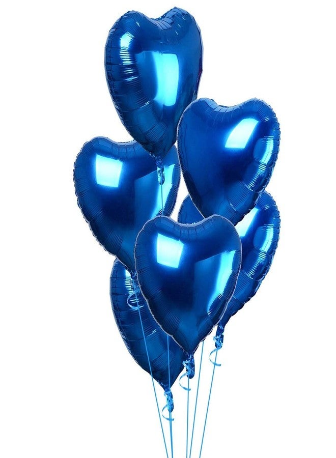 SOI Heart Balloons For Birthday | Blue Heart Balloons For Decoration -(Pack of 5)